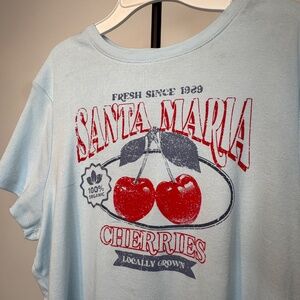 Santa Maria Cherries Graphic Crop Tee 🍒✨ M